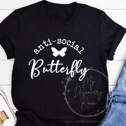 Anti-Social Butterfly White Ink Graphic Tee