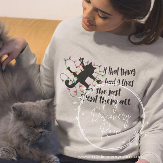 If That Thing Had 9 Lives She Just Spent Them All Cat W/Lights Graphic Tee