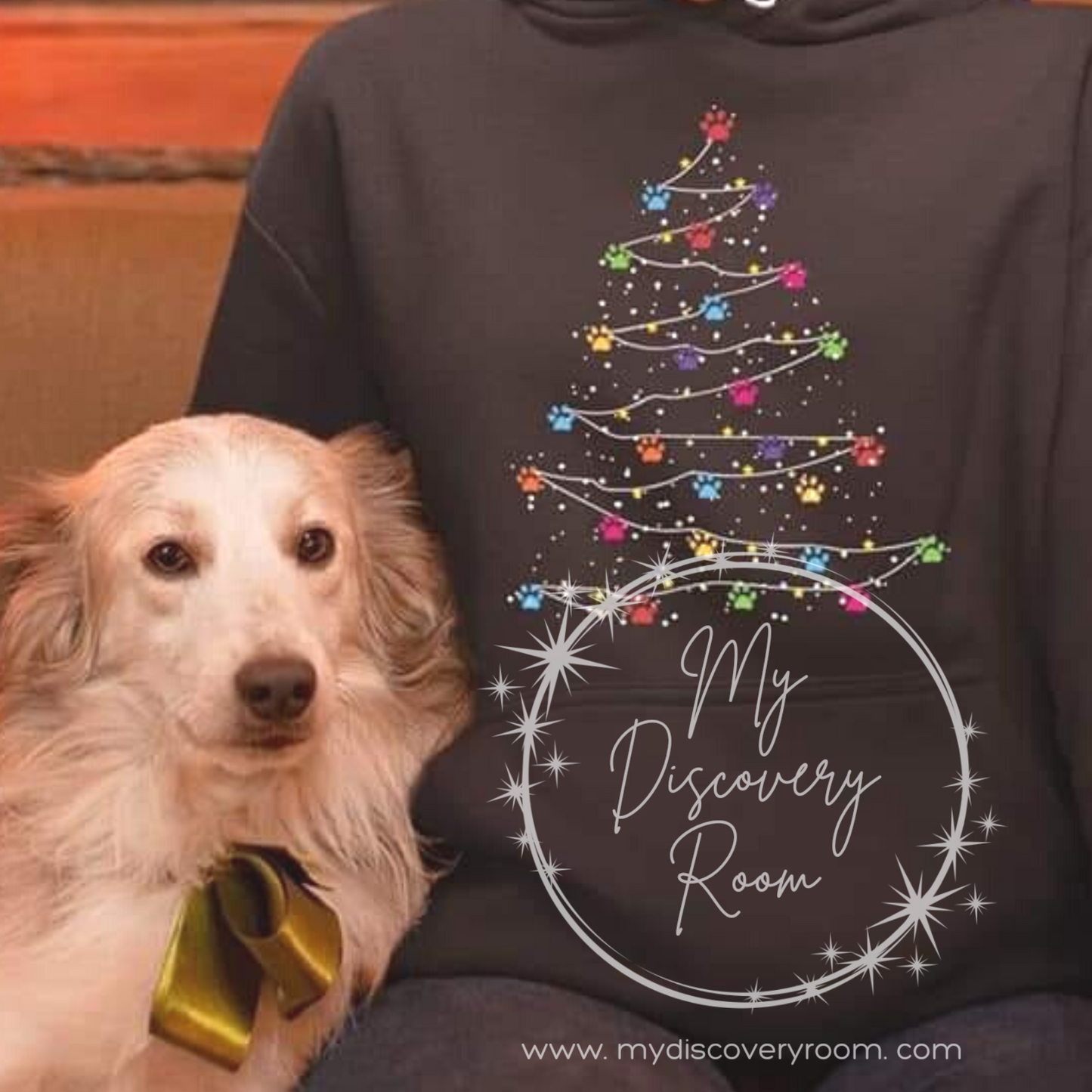 Dog Paw Christmas Tree Lights Graphic Tee